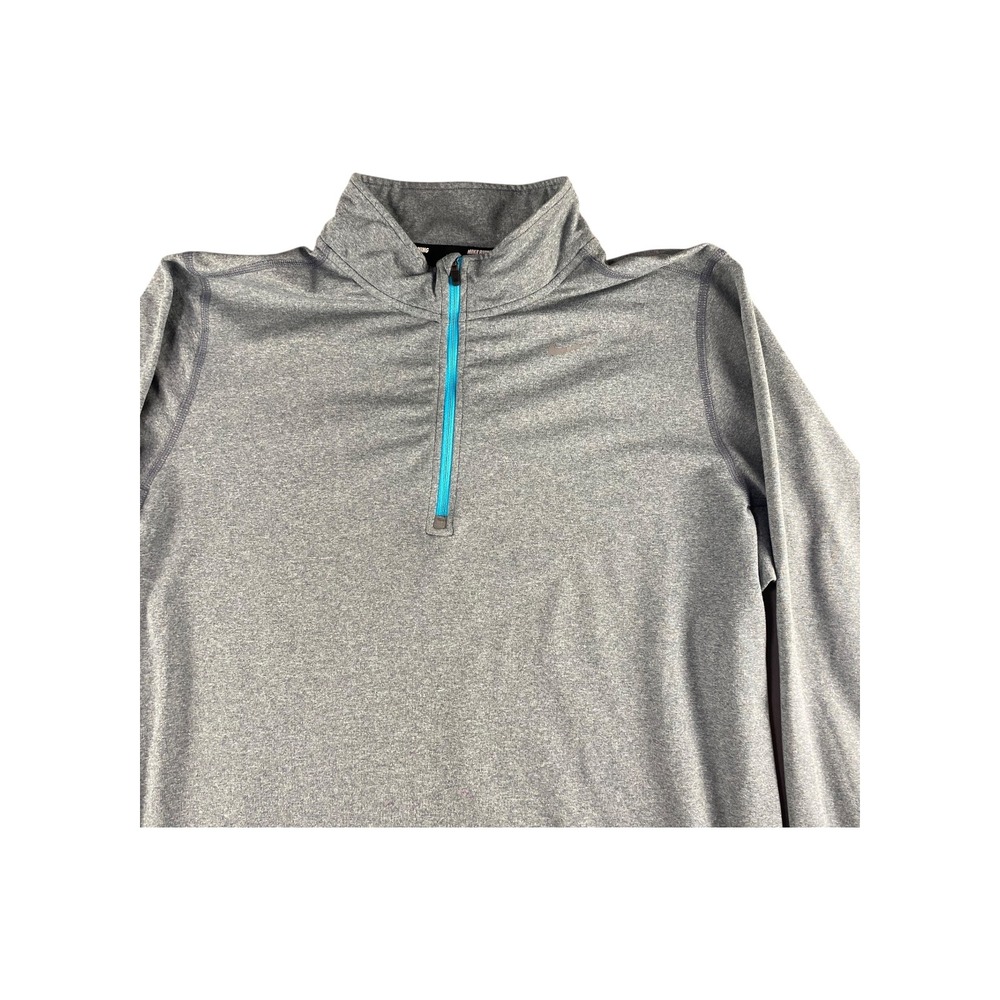 Nike Dri Fit Mens Gray Long Sleeve Quarter Zip Athletic Pullover Shirt L